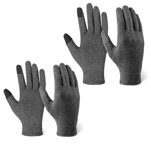 Arthritis-Kompressionshandschuhe, Rheuma-Handschuhe für Frauen, Linderung von Gelenkschmerzen, Touchscreen-Handschuhe warm (S,Grau #2Paar) von LDZJHTYY