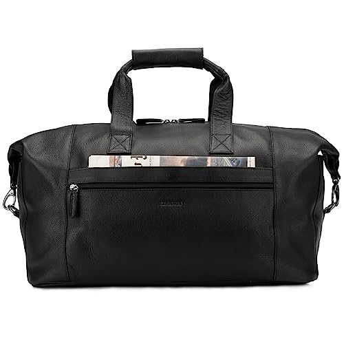 LEABAGS Dubai Reisetasche l Weekender l Reise Handgepäck l Bordgepäck l Kabinengröße l Cabin Size aus echtem Büffelleder l Vintage Look l Onyx Black l 49x25x27 cm LEABAGS Dubai Reisetasche l Weekender l Reise Handgepäck l Bordgepäck l Kabinengröße l Cabin Size aus echtem Büffelleder l Vintage Look l Onyx Black l 49x25x27 cm von LEABAGS