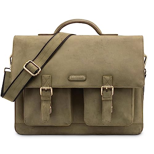 LEABAGS Leder Aktentasche Herren & Damen I Echtleder Laptoptasche bis 15 Zoll I Umhängetasche mit Schultergurt I Schultertasche I Messenger Bag I Arbeitstasche I Lehrertasche I Nature Grün LEABAGS Leder Aktentasche Herren & Damen I Echtleder Laptoptasche bis 15 Zoll I Umhängetasche mit Schultergurt I Schultertasche I Messenger Bag I Arbeitstasche I Lehrertasche I Nature Grün von LEABAGS