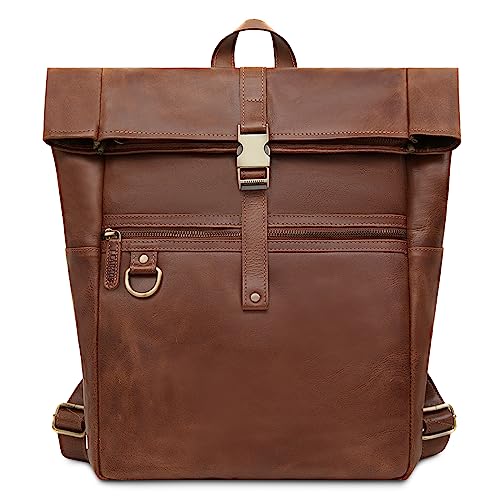 LEABAGS Leder Rucksack Damen & Herren I Echtleder Premium Daypack I Eleganter Backpack Frauen & Männer I Lederrucksack von LEABAGS