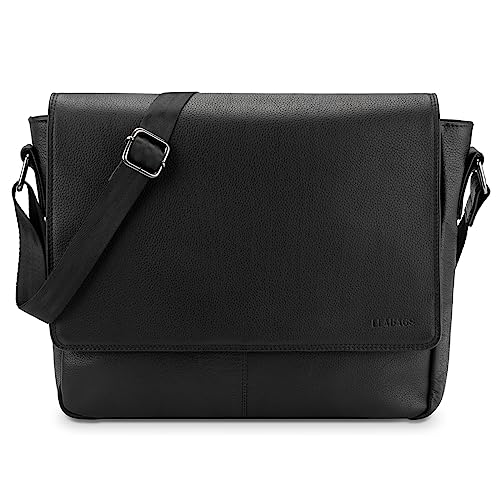 LEABAGS Leder Umhängetasche Herren & Damen I Echtleder Laptoptasche bis 14 Zoll I Messenger Bag mit Schultergurt I Schultertasche I Arbeitstasche I Tragetasche I Handtasche I Nappa Schwarz LEABAGS Leder Umhängetasche Herren & Damen I Echtleder Laptoptasche bis 14 Zoll I Messenger Bag mit Schultergurt I Schultertasche I Arbeitstasche I Tragetasche I Handtasche I Nappa Schwarz von LEABAGS
