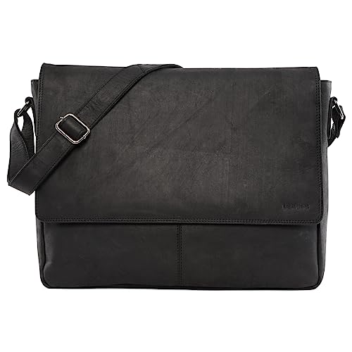 LEABAGS Messenger Bag, Acapulco Echtleder Aktentasche Herren & Damen, Leder Laptoptasche bis 15 Zoll, Umhängetasche mit Schultergurt 39 x 30 x 11 cm von LEABAGS