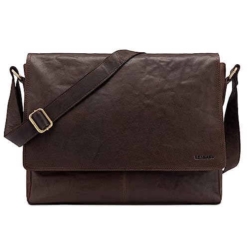 LEABAGS Messenger Bag, Oxford Echtleder Umhängetasche Herren Ständiger Begleiter, Leder Laptoptasche bis 15 Zoll Ausreichend Platz, Umhängetasche mit Schultergurt Begleiter Zur Arbeit von LEABAGS