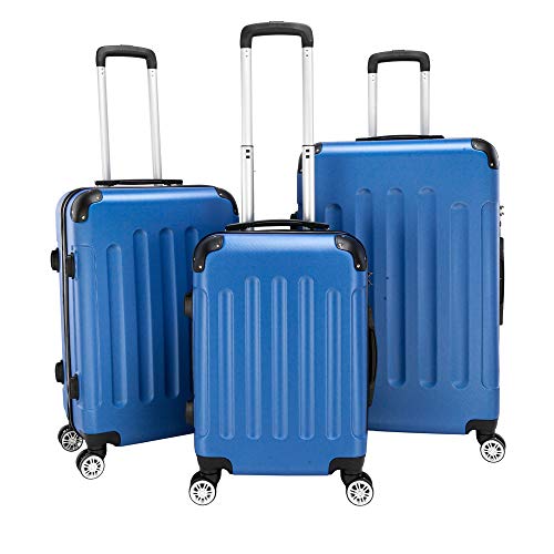 LEADZM Kofferset, 3er Hartschale Koffer Set, Reisekoffer Set mit 4 Rollen und TSA Zahlenschloss, ABS-Trolley-Koffer, Handgepäck(Dunkelblau) von LEADZM