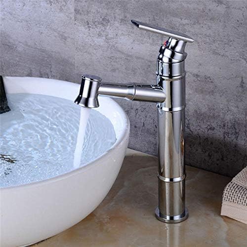 LEAOXHEY Küchenspüle Mischbatterie Wasserhahn Wasserhahn Ausziehbarer Waschtischhahn Total Messing Kalt und Warm Gold/Antik/Chrom Badezimmer Waschbecken Wasserhahn Waschtischhahn mit Ausziehbarem von LEAOXHEY