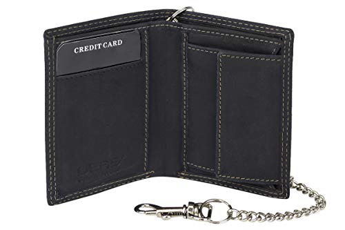 Mini Biker Geldbörse extra dünn mit Chrom Kette im Hochformat LEAS MCL in Echt-Leder, schwarz - Vintage-Collection Mini Biker Geldbörse extra dünn mit Chrom Kette im Hochformat LEAS MCL in Echt-Leder, schwarz - Vintage-Collection von LEAS MCL