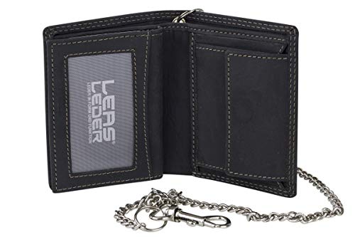 Mini Biker Geldbörse extra dünn mit Kette im Hochformat LEAS MCL in Echt-Leder, schwarz - Vintage-Collection Mini Biker Geldbörse extra dünn mit Kette im Hochformat LEAS MCL in Echt-Leder, schwarz - Vintage-Collection von LEAS MCL