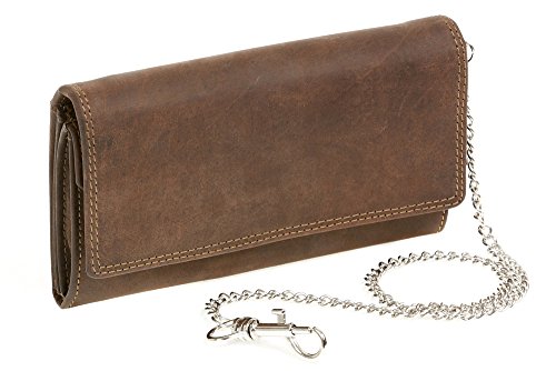 LEAS Bikerbörse Langbörse mit Chrom-Kette im Vintage-Stil MCL in Echt-Leder, braun Chain-Series LEAS Bikerbörse Langbörse mit Chrom-Kette im Vintage-Stil MCL in Echt-Leder, braun Chain-Series von LEAS