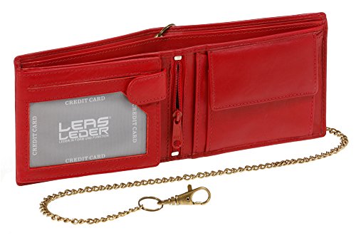 LEAS Bikerkombibörse Bikerbörse Trucker mit Kette Echt-Leder im Querformat, rot LEAS Bikerkombibörse Bikerbörse Trucker mit Kette Echt-Leder im Querformat, rot von LEAS