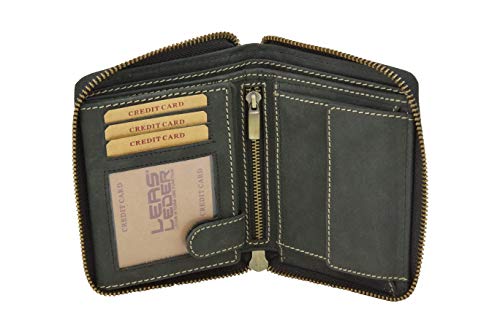 Damenbörse m. umlaufenden Reißverschluss Vintage Lilianen-Muster in Echt-Leder, schwarz Damenbörse m. umlaufenden Reißverschluss Vintage Lilianen-Muster in Echt-Leder, schwarz von LEAS