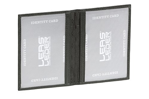 LEAS Ausweismappe- & -hülle mit 2 Sichtfenstern Echt-Leder, schwarz Card-Collection von LEAS