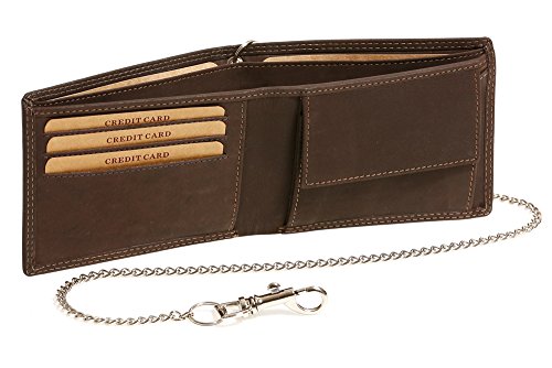 LEAS MCL Biker-Geldbörse extra dünn Chrom-Kette Querformat Vintage Stil in Echt-Leder, braun - LEAS Chain-Series LEAS MCL Biker-Geldbörse extra dünn Chrom-Kette Querformat Vintage Stil in Echt-Leder, braun - LEAS Chain-Series von LEAS MCL
