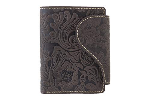 LEAS Damen Kombibörse mit Außenverschluss und Blumenmuster-Lilie Echt-Leder, braun Vintage-Collection LEAS Damen Kombibörse mit Außenverschluss und Blumenmuster-Lilie Echt-Leder, braun Vintage-Collection von LEAS