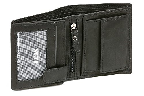 LEAS Damen und Herren Klassische Miniriegelbörse mit RFID-Schutz Mini Kombibörse mit Klappe und Riegel im Hochformat Echt-Leder, schwarz LEAS Damen und Herren Klassische Miniriegelbörse mit RFID-Schutz Mini Kombibörse mit Klappe und Riegel im Hochformat Echt-Leder, schwarz von LEAS