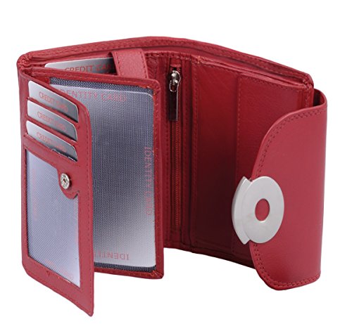 LEAS Damenbörse mit RFID Schutzfolie Echt-Leder, rot Ladies-Collection von LEAS