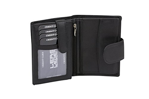 LEAS Damenbörse und Herrenbörse mit Außenriegel im Hochformat, Sicherheits Portemonnaie mit RFID Schutz Folie mit Geschenk Box Echt-Leder, schwarz LEAS Damenbörse und Herrenbörse mit Außenriegel im Hochformat, Sicherheits Portemonnaie mit RFID Schutz Folie mit Geschenk Box Echt-Leder, schwarz von LEAS