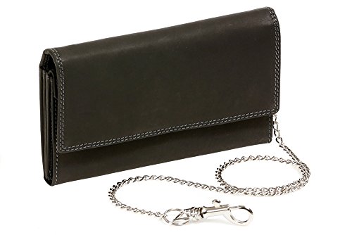 LEAS Große Bikerbörse Langbörse mit Chrom-Kette im Vintage-Stil MCL in Echt-Leder, schwarz Chain-Series LEAS Große Bikerbörse Langbörse mit Chrom-Kette im Vintage-Stil MCL in Echt-Leder, schwarz Chain-Series von LEAS