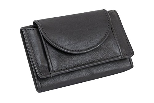 LEAS Kleine Minibörse sehr dünn, flaches Portemonnaie mit RFID Schutz, Block Folie mit Geschenk Box Echt-Leder, schwarz von LEAS