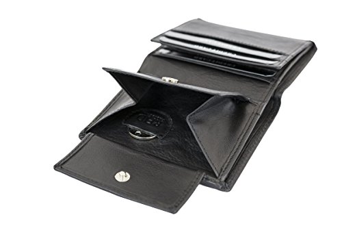LEAS Mini Geldbörse mit Klappe dünn im Hochformat, flaches Portemonnaie mit RFID Schutz Folie mit Geschenk Box Echt-Leder, schwarz LEAS Mini Geldbörse mit Klappe dünn im Hochformat, flaches Portemonnaie mit RFID Schutz Folie mit Geschenk Box Echt-Leder, schwarz von LEAS