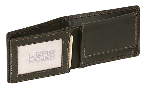 LEAS Mini-Geldbörse extra dünn mit Klappe im Querformat MCL in Echt-Leder, schwarz Basic-Vintage-Collection von LEAS