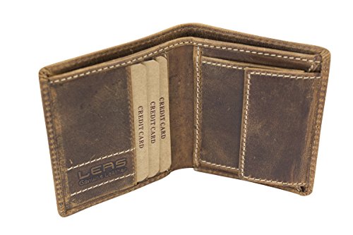 LEAS Mini Geldbörse im Used Look Echt-Leder, Cognac Hellbraun - Vintage-Collection LEAS Mini Geldbörse im Used Look Echt-Leder, Cognac Hellbraun - Vintage-Collection von LEAS