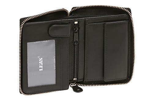 LEAS Reißverschlussbörse Echt-Leder, schwarz Zipper-Collection von LEAS