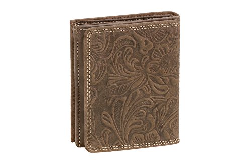 LEAS Wiener-Schachtel mit Blumen-Print im Ausweis-Format mit großer Kleingeldschütte im Vintage-Style, Echt-Leder, braun Vintage-Collection LEAS Wiener-Schachtel mit Blumen-Print im Ausweis-Format mit großer Kleingeldschütte im Vintage-Style, Echt-Leder, braun Vintage-Collection von LEAS