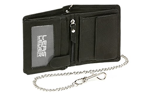 LEAS Mini-Bikerbörse mit Riegel und Chrom-Kette im Hochformat mit RFID-Schutz Trucker Echt-Leder, schwarz Chain-Series'' LEAS Mini-Bikerbörse mit Riegel und Chrom-Kette im Hochformat mit RFID-Schutz Trucker Echt-Leder, schwarz Chain-Series'' von LEAS