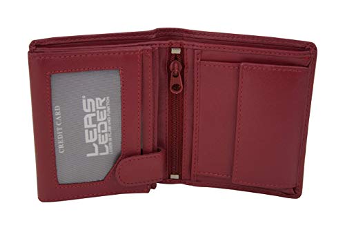 Mini Geldbörse mit Riegel extra dünn im Hochformat, flaches Portemonnaie mit RFID Schutz Folie mit Geschenk Box LEAS in Echt-Leder, rot Mini Geldbörse mit Riegel extra dünn im Hochformat, flaches Portemonnaie mit RFID Schutz Folie mit Geschenk Box LEAS in Echt-Leder, rot von LEAS