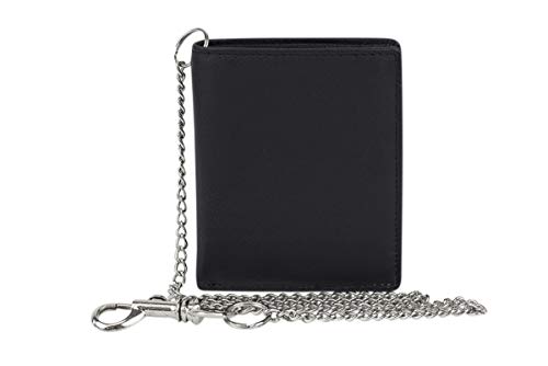 Minibörse extra flach mit Kette im Hochformat dünn, flaches Portemonnaie mit RFID Schutz, Biker Wallet mit Block Folie mit Geschenk Box LEAS in Echt-Leder, schwarz Minibörse extra flach mit Kette im Hochformat dünn, flaches Portemonnaie mit RFID Schutz, Biker Wallet mit Block Folie mit Geschenk Box LEAS in Echt-Leder, schwarz von LEAS