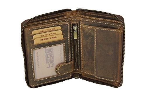 Reißverschlussbörse im Vintage-Style LEAS in Echt-Leder, Dark Cognac - LEAS Vintage-Collection Reißverschlussbörse im Vintage-Style LEAS in Echt-Leder, Dark Cognac - LEAS Vintage-Collection von LEAS