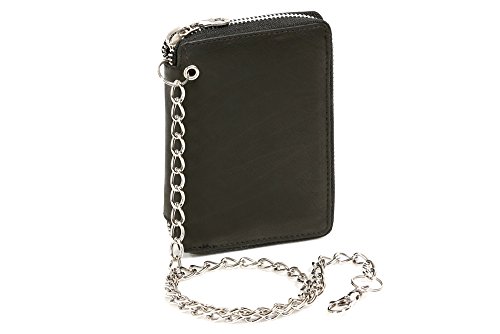 Reißverschlussbörse mit Chrom-Kette LEAS in Echt-Leder, schwarz - LEAS Chain-Series Reißverschlussbörse mit Chrom-Kette LEAS in Echt-Leder, schwarz - LEAS Chain-Series von LEAS