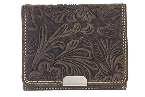 LEAS Wiener Schachtel mit RFID-Schutz Blumen-Print im Ausweis-Format mit großer Kleingeldschütte im Vintage-Style, Echt-Leder, braun - Vintage-Collection LEAS Wiener Schachtel mit RFID-Schutz Blumen-Print im Ausweis-Format mit großer Kleingeldschütte im Vintage-Style, Echt-Leder, braun - Vintage-Collection von LEAS