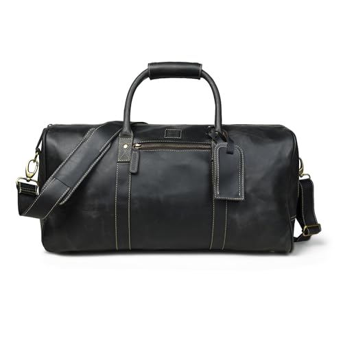 1 x Reisetasche, Schwarz, 24"x11"x8", Handgefertigte Reisetasche aus Leder von LEATHER VILLAGE