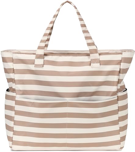 LEDAOU Große Strandtasche mit reißverschluss Damen Wasserdicht Umhängetasche Tragetasche shopper sanddicht mit Reißverschluss Pool Fitness Reisetasche familie von LEDAOU