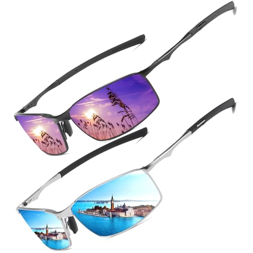 LEDING&BEST Polarisierte Pilotenbrille Sonnenbrille Herren Damen Freien Leichtgewicht Metallrahmen Angeln Golf Fahren Stilvoll Retro Flieger brille Cat 3 CE von LEDING&BEST