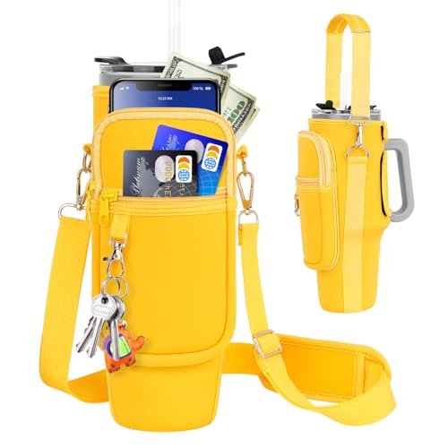 Tragetasche für Wasserflaschen mit Handyfach, kompatibel mit Stanley/Meoky Trinkbecher mit Griff, Neopren-Wasserflaschenhalter mit verstellbarem Riemen, kompatibel mit Stanley Cup-Zubehör Tragetasche für Wasserflaschen mit Handyfach, kompatibel mit Stanley/Meoky Trinkbecher mit Griff, Neopren-Wasserflaschenhalter mit verstellbarem Riemen, kompatibel mit Stanley Cup-Zubehör von LEFOR·Z