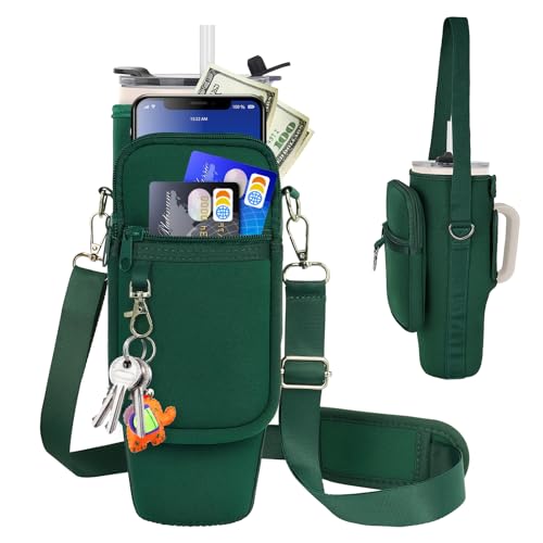 Tasche für Stanley Cup und zubehör,40 oz Wasserflaschen-Tragetasche mit Handytasche Verstellbarem Schultergurt,kompatibel mit Stanley,Meoky Trinkbecher Geeignet Zum Wandern Laufen Radfahren,Grün Tasche für Stanley Cup und zubehör,40 oz Wasserflaschen-Tragetasche mit Handytasche Verstellbarem Schultergurt,kompatibel mit Stanley,Meoky Trinkbecher Geeignet Zum Wandern Laufen Radfahren,Grün von LEFOR·Z