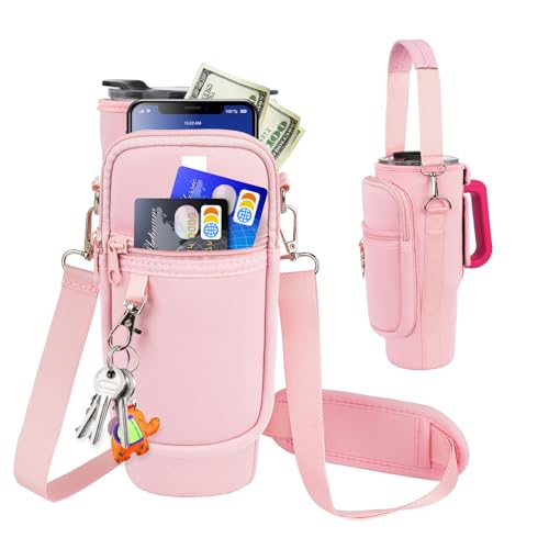 Tragetasche für Wasserflaschen mit Handyfach, kompatibel mit Stanley/Simple Modern 850 ml Becher mit Griff, Wasserflaschenhalter mit verstellbarem Riemen, kompatibel mit Stanley Cup-Zubehör, Rosa Tragetasche für Wasserflaschen mit Handyfach, kompatibel mit Stanley/Simple Modern 850 ml Becher mit Griff, Wasserflaschenhalter mit verstellbarem Riemen, kompatibel mit Stanley Cup-Zubehör, Rosa von LEFOR·Z
