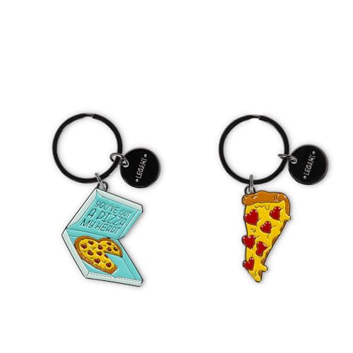 Legami - Set mit 2 Schlüsselanhänger aus emailliertem Metall, What a Key Ring!, Pizza-Motiv, Geschenk für Paare, Schlüsselanhänger Charm für Tasche, robuster Spiralring, Größe 4 x 8,5 x 0,2 cm, gelb, Legami - Set mit 2 Schlüsselanhänger aus emailliertem Metall, What a Key Ring!, Pizza-Motiv, Geschenk für Paare, Schlüsselanhänger Charm für Tasche, robuster Spiralring, Größe 4 x 8,5 x 0,2 cm, gelb, von LEGAMI