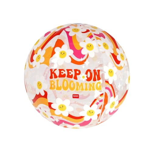 Legami - Aufblasbarer Strandball, Beach Ball, aufblasbarer PVC-Ball für Kinder, aufblasbarer Ball für Strandpartys, aufblasbarer Ball zum Spielen von Fußball Volleyball, Durchmesser 40 cm, Daisy von LEGAMI