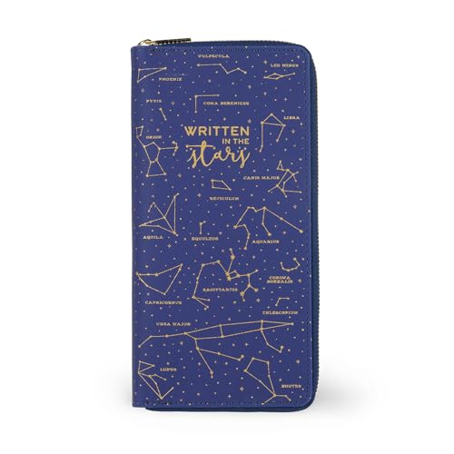 Legami - Blaue Reise-Dokumententasche, Reise-Organizer, Ausweishalter, RFID-Blocking, 4 große Taschen, 7 kleine Taschen, Reißverschluss, 11 x 24 x 3 cm, Motiv Stars, blau, L, Casual von LEGAMI