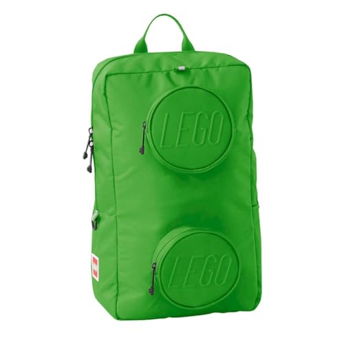 BBM Lego Bags Signature Brick 1x2 Rucksack 18 Liter, Alltagsrucksack ca. 40 x 24 x 13 cm, Freizeit Daypack mit Brustgurt in Grün, Hauptfach mit Laptop und Tablet Fach und 2 Fronttaschen mit Handyfach von LEGO