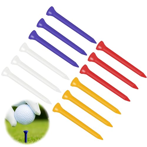 LEIBOCHAO Golf Tees Langlebigem Kunststoff, 12 Stück Golftees Kunststoff, Lang 83mm, Rot Blau Gelb Weiß Bunt, Professional Unzerbrechliche Golf Tees Plastik LEIBOCHAO Golf Tees Langlebigem Kunststoff, 12 Stück Golftees Kunststoff, Lang 83mm, Rot Blau Gelb Weiß Bunt, Professional Unzerbrechliche Golf Tees Plastik von LEIBOCHAO