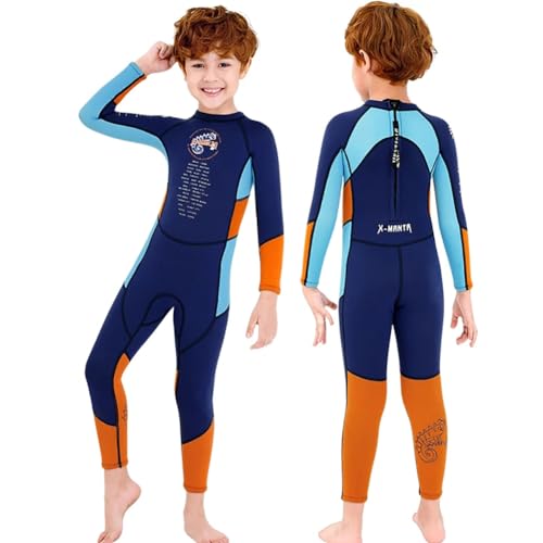 LEIDIMUS Jungen-Neopren-Ganzkörper-Badeanzug, 2,5 mm Neopren, Hält Warm, Rückenreißverschluss für Schwimmen, Tauchen, Surfen und Schnorcheln,B,XL von LEIDIMUS