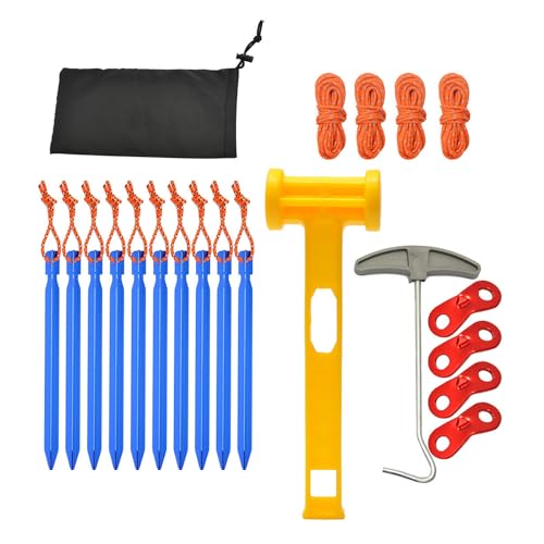 LEIDJGUN Camping Zubehör Leichte Aluminium Zeltheringe Und Heringe Hammer Nylon Abspannseil Und Entferner Für Einfaches Camping von LEIDJGUN