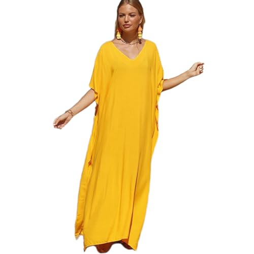 LEIDJGUN Damen-Strandkleid, volle Länge, Strandkleid, locker, lässig, Kaftan-Kleid, Coverup für Damen von LEIDJGUN