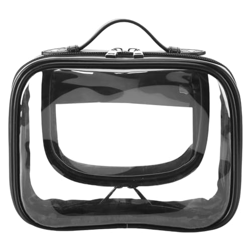 LEIDJGUN Große Kapazität, Reise-Make-up-Organizer, transparent, PVC, wasserdicht, Kosmetiktasche mit doppellagiger Kosmetiktasche für Toilettenartikel, Schwarz , Normal von LEIDJGUN