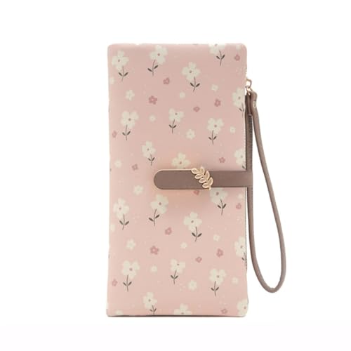 LEIDJGUN Lange Geldbörsen, große Kapazität, Geldbörse, Handytasche, Blumendruck, Brieftaschen mit Kartenfächern, praktische Brieftaschen für Damen und Frauen, rose von LEIDJGUN