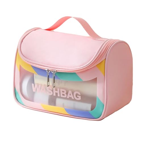 LEIDJGUN Make-up-Tasche mit großem Fassungsvermögen, PU-Leder, Kosmetiktasche, Reise-Kulturbeutel, wasserdicht, Strandtasche, Make-up-Aufbewahrungstasche, rose, Normal von LEIDJGUN